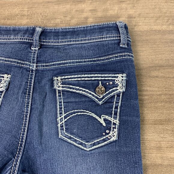 Faded Glory Blue Denim Girls Youth Jeans Sz 14 Straight Leg Flap Pockets Stretch - Picture 7 of 10